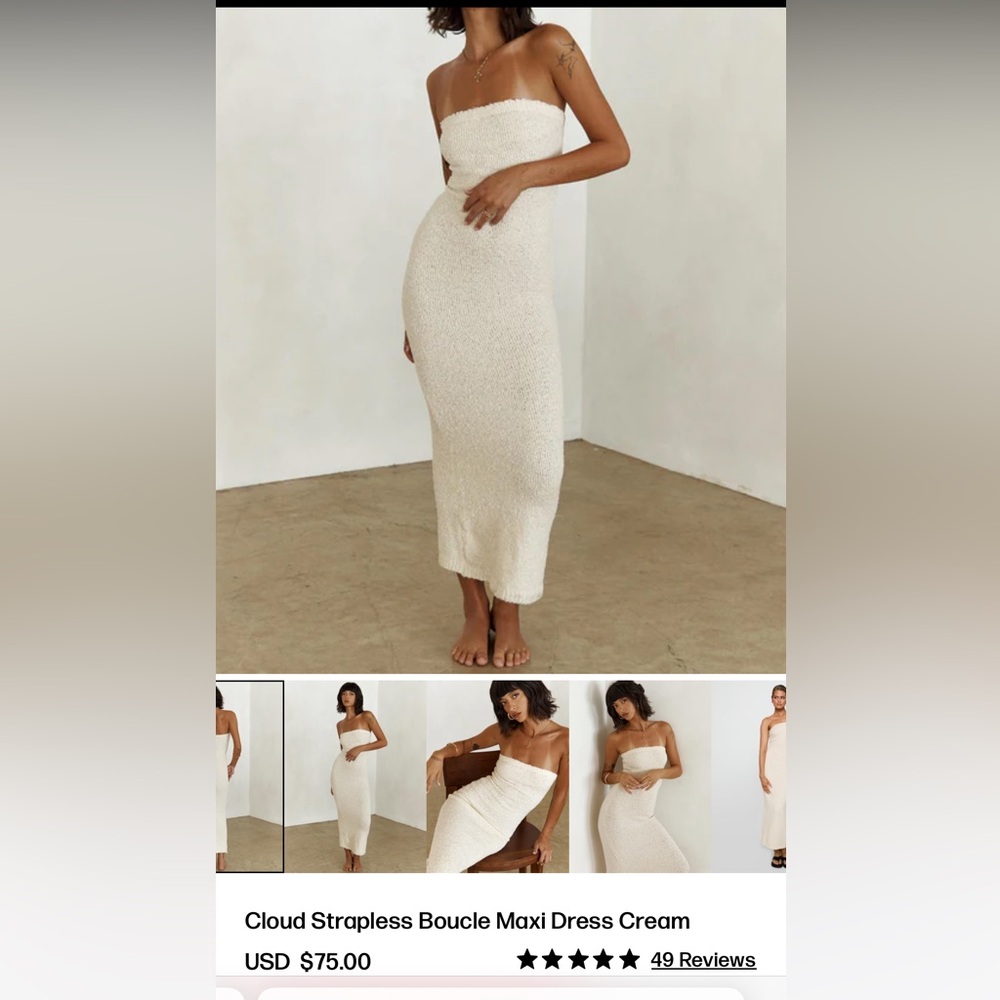 Princess Polly cloud strapless Boucle maxi dress cream